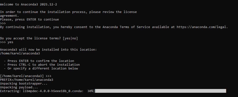 Instalační adresář Anakondy